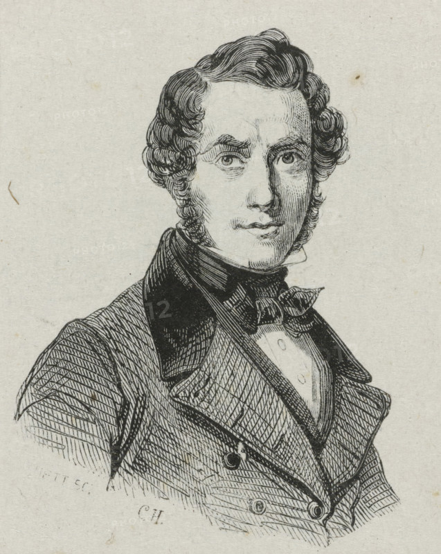 Self-portrait of Antonius van Ysendyck, print, Self-portrait of engraver and draftsman Antonius van Ysendyck., printmaker: Adolphe Frédéric Nett, after drawing by Antoon Van IJsendijck, 1832 - c. 1900, paper, wood engraving, height 81 mm x width 67 mm, Person, historical persons, portrait, self-portrait of artist, self-portrait of draftsman, self-portrait of graphic artist, A monochrome engraved portrait of a young man shown from the chest up wearing a high-collared shirt, a bow tied at the neck, and a tailored coat with wide lapels and visible buttons, his face rendered with fine line shading, wavy hair styled away from the forehead, arched eyebrows, wide-set eyes, a straight nose, and softly smiling lips, the background plain with faint paper texture.
