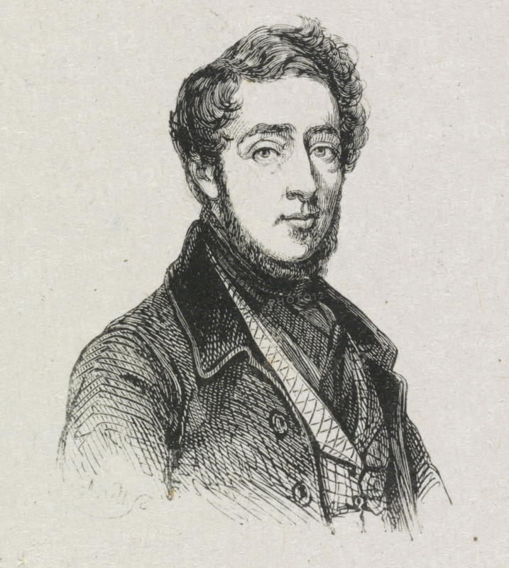 Portrait of Johannes Philippus Lange, print, after drawing by Coenraad Hamburger, 1819 - c. 1921, printmaker, paper, wood engraving, height 68 mm x width 57 mm, Person, Johannes Philippus Lange, historical persons, portrait, self-portrait of artist, A black ink line drawing of a man shown from the chest up against a plain textured background, featuring wavy hair styled away from the forehead, arched eyebrows, detailed eyes, a straight nose, and a closed mouth with a slight downturn at the corners, sideburns and a short beard along the jaw, a high-collared coat with visible lapels and buttons, a patterned scarf or cravat tucked into the coat, and crosshatching and fine lines used throughout to indicate shading and texture.