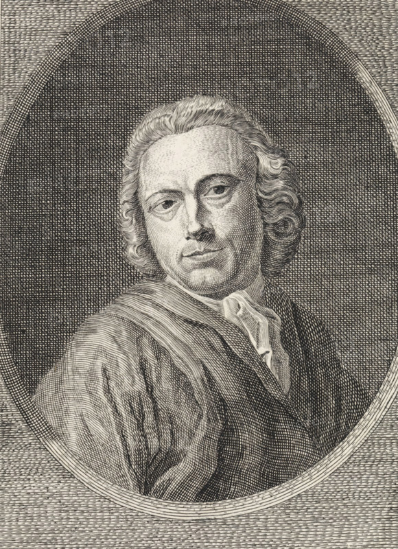Portrait of an unknown man, print, Bust of an unknown man facing right in an oval., printmaker: Robbert Muys, Rotterdam, 1752 - 1825, paper, etching, engraving, etching and engraving, height 151 mm x width 106 mm, portrait, self-portrait of artist, A detailed black and white engraved portrait of a person shown from the chest up within an oval frame, featuring wavy, shoulder-length hair, a high forehead, and a contemplative facial expression with eyes looking slightly to one side; the clothing includes a draped outer garment and a tied neckcloth, and the background and figure are rendered with fine crosshatching and parallel engraved lines.