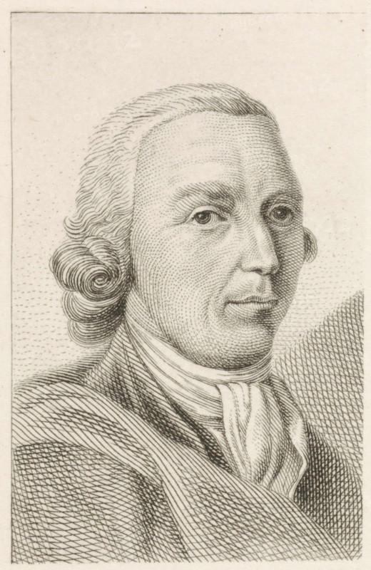 Portrait of Pieter Barbiers, print, Portrait of the artist Pieter Barbiers (I)., printmaker: Jacob Ernst Marcus, Amsterdam, 1817, paper, engraving, etching, etching and stippelets, print from a plate partially covered with paper, height 117 mm x width 97 mm, Later state of the entire print used in: Roeland van Eynden, Adriaan van der Willigen, Geschiedenis der vaderlansche schilderkunst, sedert de helft der XVIII eeuw. Haarlem, A. Loosjes, Pz from vol. 3: Wed. A. Loosjes, 4 vols., 1816-40., Person, Pieter Barbiers (I), A close-up engraved portrait of a man shown from the shoulders up, facing slightly to his right, with detailed linework and crosshatching defining his facial features, eyes, nose, and lips; he has a high forehead and hair styled back with curled side locks, wearing a high-collared garment and a loosely tied neckcloth, all rendered in fine monochrome strokes on a light textured background.