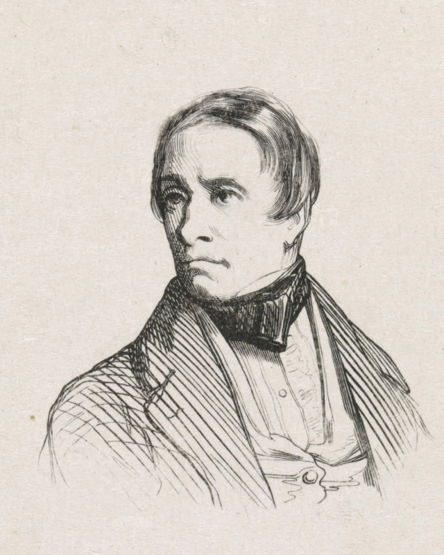 Portrait of Hendrik Breukelaar, print, after drawing by Coenraad Hamburger (possibly), 1841 - 1842, printmaker, paper, wood engraving, height 47 mm x width 44 mm, Person, Hendrik Breukelaar, historical persons, portrait, self-portrait of artist, self-portrait of painter, self-portrait of draftsman, A black ink line drawing of a man shown from the chest up on a light textured background, with short swept hair, a high-collared shirt and cravat, a tailored jacket with lapels, and a serious facial expression, the lines varying in thickness to create shading and crosshatching on the face, neck, and clothing.