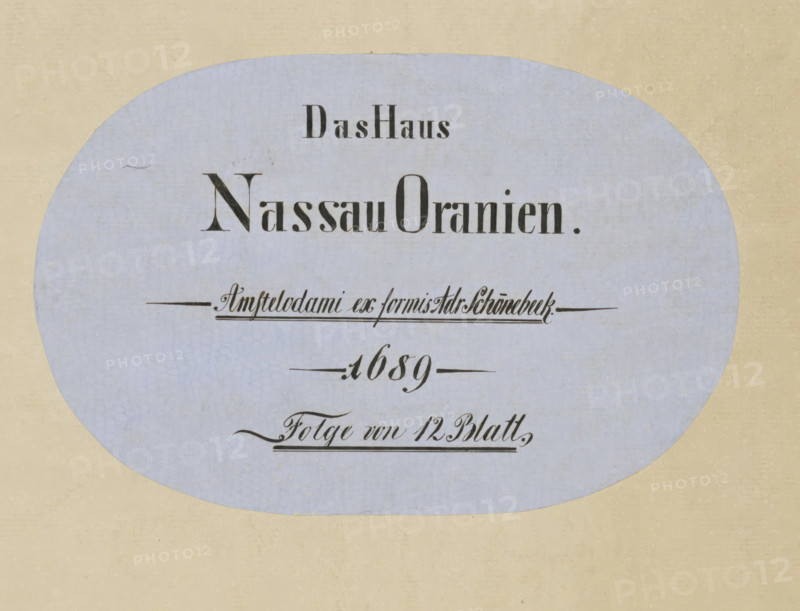 Das Haus, Nassau Oranien, Amstelodami ex formis Adr Schönebeek, 1689, Folge von 12 Blatt, Comites Nassoviae, folder (container), Map with twelve portraits in individually engraved frames made by Pieter van Sompel, Jonas Suyderhoef and an anonymous printmaker and published by Adriaen Schoonebeek in Amsterdam in 1689., printmaker: Pieter van Sompel, Low Countries, printmaker: Jonas Suyderhoef, Haarlem, publisher: Adriaen Schoonebeek, Amsterdam, paper, engraving, etching, paper map with twelve engravings and etchings, height 474 mm x width 367 mm x thickness 3 mm, Person, William II (Prince of Orange), Frederick Henry (Prince of Orange), Maurice (Prince of Orange), William I (Prince of Orange), Mary II Stuart (Queen of England, Scotland and Ireland), Amalia of Solms-Braunfels, Mary Henrietta Stuart, Philip William (Prince of Orange), René of Châlon (Prince of Orange), William III (Prince of Orange and King of England, Scotland, and Ireland), Adolf (Earl of Nassau and Holy Roman Emperor), ...