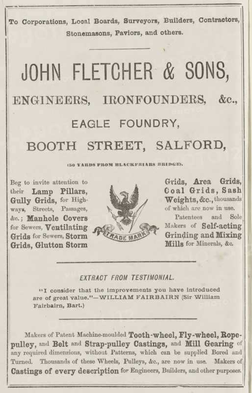 The municipal corporations companion, diary, directory, and year-book of statistics, Advertisement photograph, book, publisher: Waterlow & Sons Limited, London, publisher: James William Vickers, compiler (person in literature): John Richard Somers Vine, 1878, compiler (person in literature), pasteboard, biological material, paper, leather, printing, lithography, Woodburytype, color on cut, height 222 mm x width 153 mm x thickness 53 mm, The image shows a vertically oriented vintage printed page with a bordered layout and large heading text across the top and center, followed by multiple smaller blocks of printed text arranged in columns. In the middle area there is a decorative emblem depicting a stylized bird with outstretched wings perched above a ribbon-like banner, flanked by ornamental flourishes. Horizontal rules separate different sections of the page, and the lower portion contains denser paragraphs of smaller printed text. The overall page has a pale, slightly aged background ...