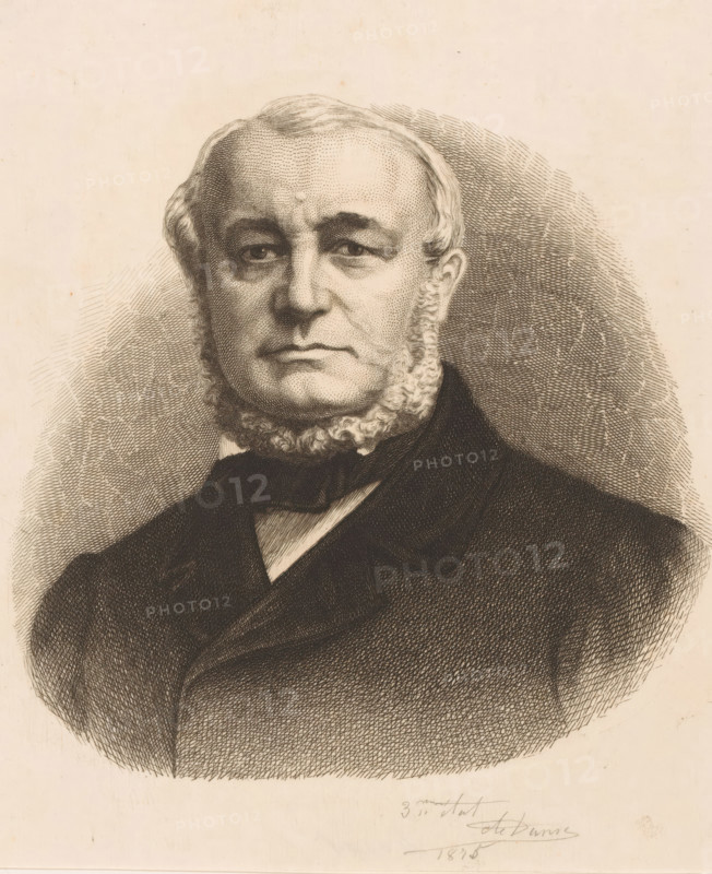 Portrait of BNJ Olin, print, annotation: '4 expl', annotation: '3me état', printmaker: Auguste Danse (signed by artist), 1875, paper, etching, drypoint, height 231 mm x width 186 mm, BNJ Olin is possibly the papermaker and bookbinder., Person, BNJ Olin, historical person, - historical person, depicted alone, A sepia-toned engraved portrait of an older man shown from the chest up, with a high forehead and neatly combed hair, prominent sideburns that form a curled beard along his jaw, a calm facial expression with slightly downturned mouth, detailed shading and crosshatching defining his facial features and clothing, and a dark coat with a visible collar and cravat against a textured hatched background.
