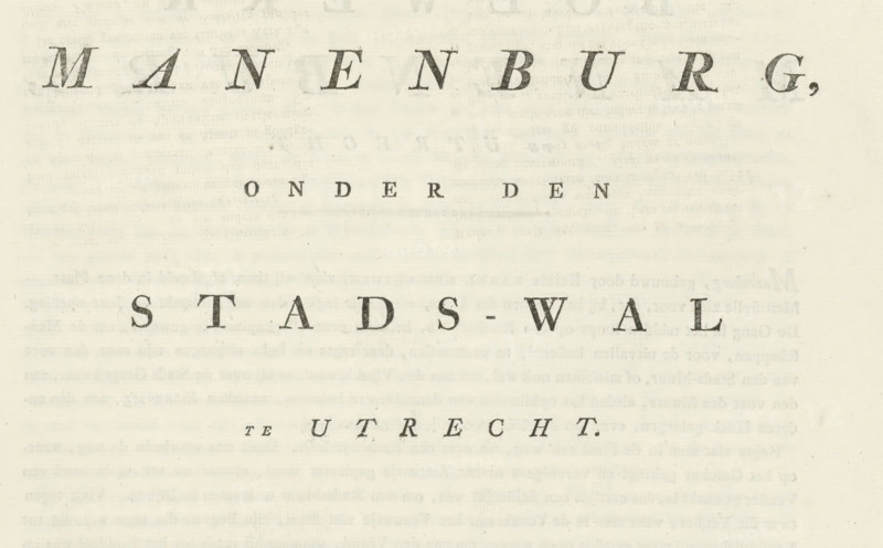 Folding page for: Manenburg, under the City Wall in Utrecht, text sheet, under the City Wall in Utrecht. From: Collection of Architecture and Sculpture. On the inside: Explanation of the plate depicting the Manenburg bulwark in Utrecht., printmaker: Willem Hendrik Hoogkamer, publisher: WF Stamrood, Utrecht, dedicated to: William I of the Netherlands, dedicated by: Pieter Barend, 1815 - 1843, paper, letterpress printing, text in letterpress, height 445 mm x width 281 mm, under the City Wall in Utrecht. From: Collection of architecture and sculpture, and many other rarities, from the earliest days to the present time in the Kingdom of the Netherlands. Utrecht: WF Stamroot.