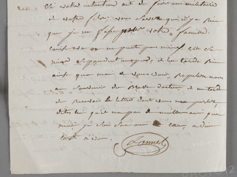 Lettre autographe signée par le général Lannes à son beau-père François Scholastique Guéheneuc