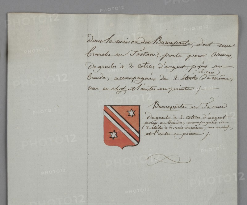 Manuscrit Héraldique de la famille Bonaparte
