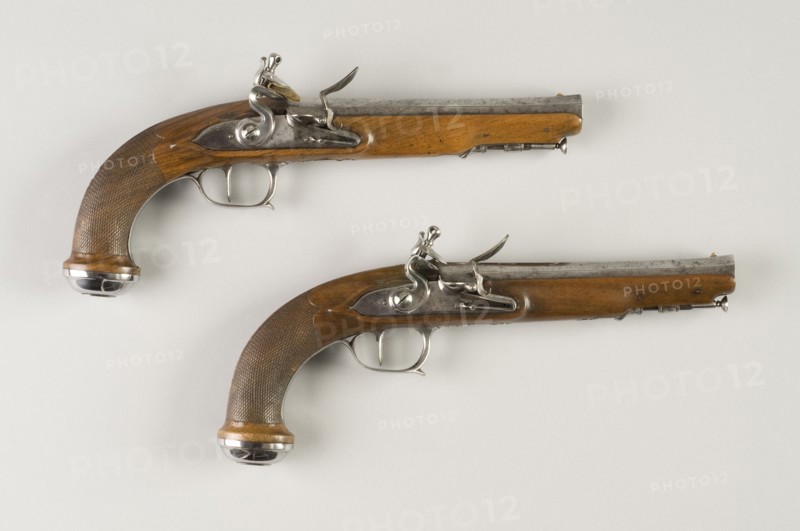 Paire de pistolets à silex d'officier, vers 1820