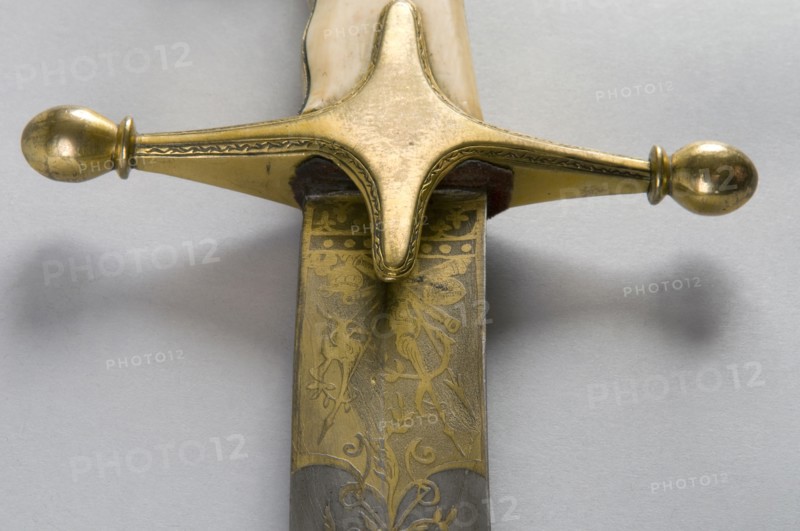 Détail de sabre d'officier supérieur de cavalerie légère à l'orientale, 19e siècle
