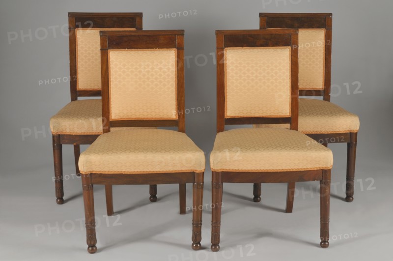 Mahogany chairs with rectangular back, French Empire