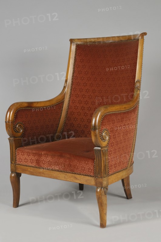Low mahogany bergère, French Empire