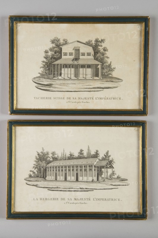 Swiss cow farm and sheepfold, framed carvings, 19th Century