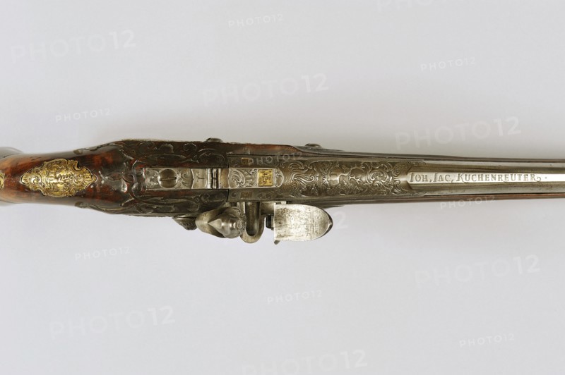 Paire de pistolets d'arçon à silex (détail)