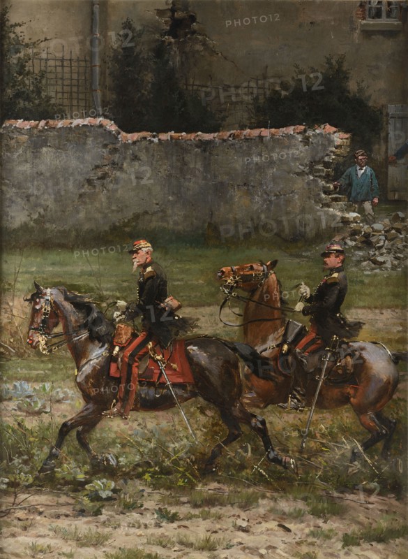 Detaille , Le général d'Auvergne et le commandant Leperche, bataille de Rezonville