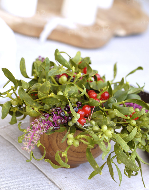 Buffet gaulois : petit bouquet de gui et de baies