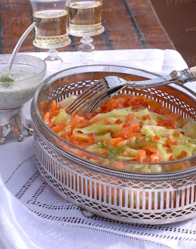 Menu Yachting : tagliatelles de la mer à la crème d'aneth