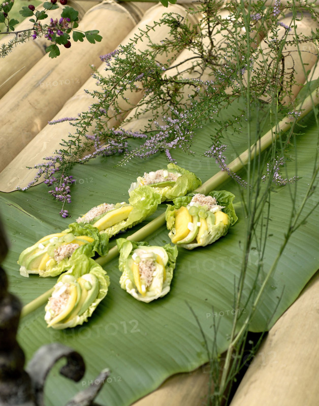 Buffet Robinson : carpaccio acidulé de mangue et d'avocat