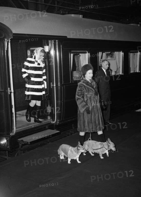 La princesse Anne et la reine Elisabeth II avec ses deux corgis