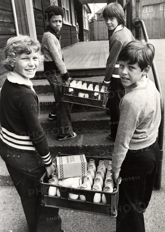 Distribution de lait dans les écoles anglaises, 1970