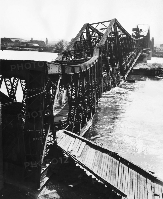 The Rouen English Rail Bridge over the Seine was built by the English during World War One and was bombed by the Royal Air Force during WW2  1944
