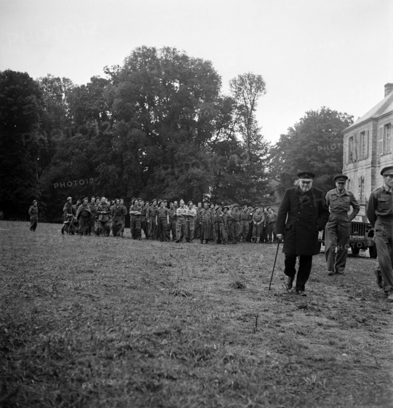 British Prime Minister Winston Churchill pictured on his visit to Normandy in Northern France, six weeks after the Allied D-day landings and invasion of Nazi occupied Northern France in the Second World War.
23rd July 1944.