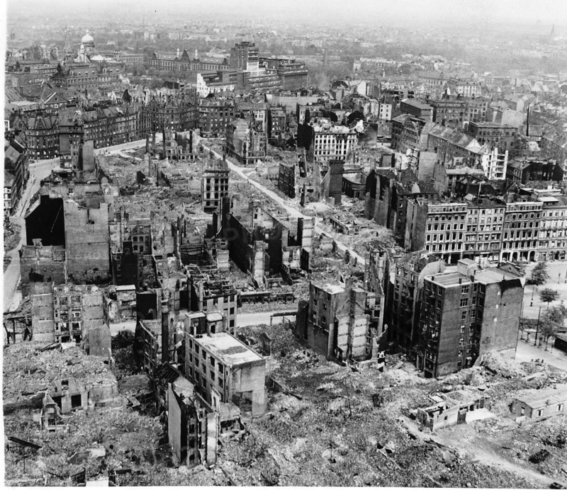 WW2 - May 1945   View of  bomb damage to  Hamburg, Germany.
