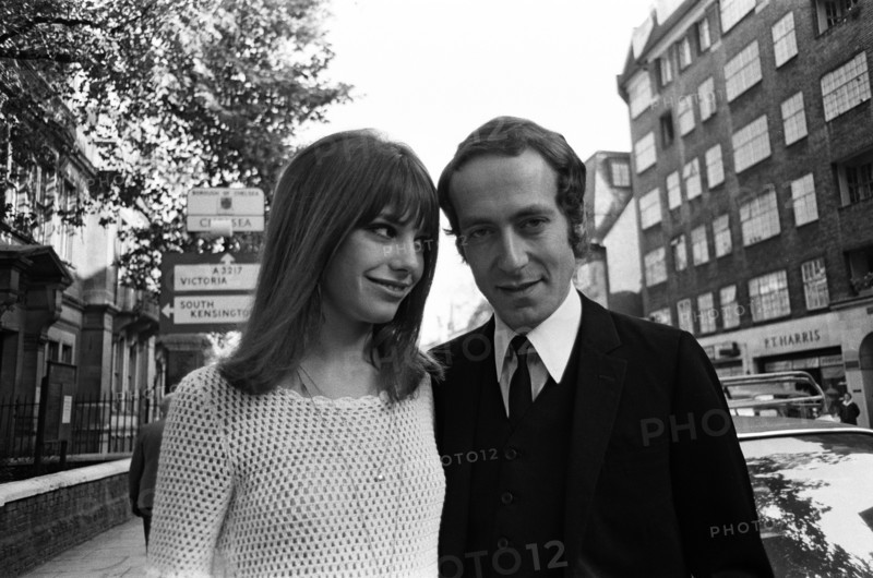 18-year-old Jane Birkin, currently starring in the lead role of 'Passion Flower Hotel' marries in secret at Chelsea Registry Office London to John Barry, aged 30. 16th October 1965.