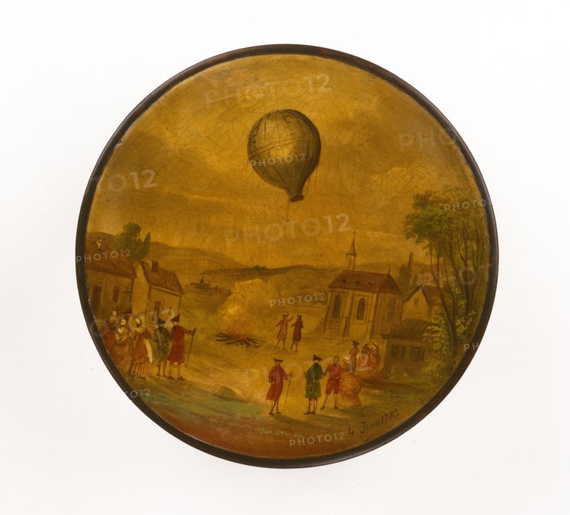 Box showing the first aerostatic experiment in Annonay, 1783