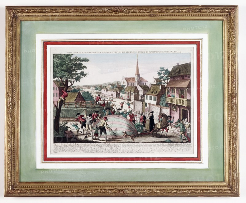 Hydrogen balloon crash in Gonesse after taking off from the Champs de Mars on 27th August 1783