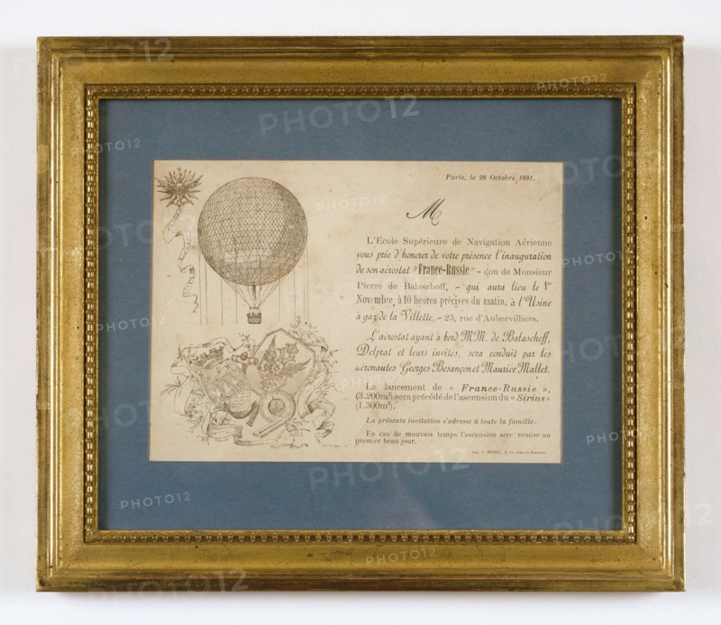 Invitation card for the launch of the "France-Russie" aerostat on 21st October 1891