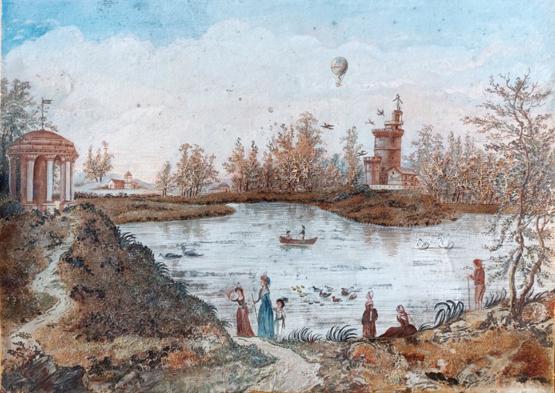 Vue du Jardin Anglais et du Hameau de la Reine à Versailles