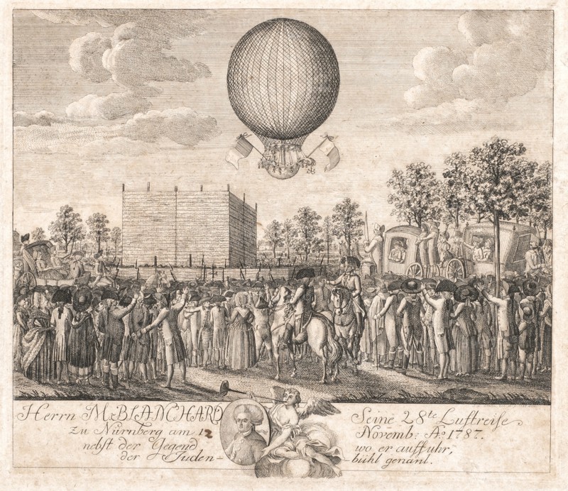Herrn J.P. Blanchard, sa 28e ascension réalisée à Nuremberg le 12 Nov 1787