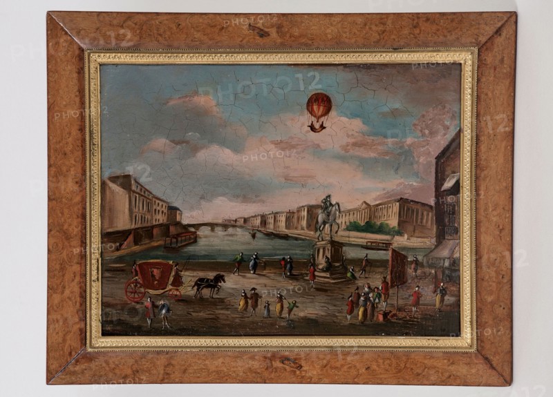 Expérience aux Tuileries du 1er décembre 1783 vue de l'Ile de la Cité