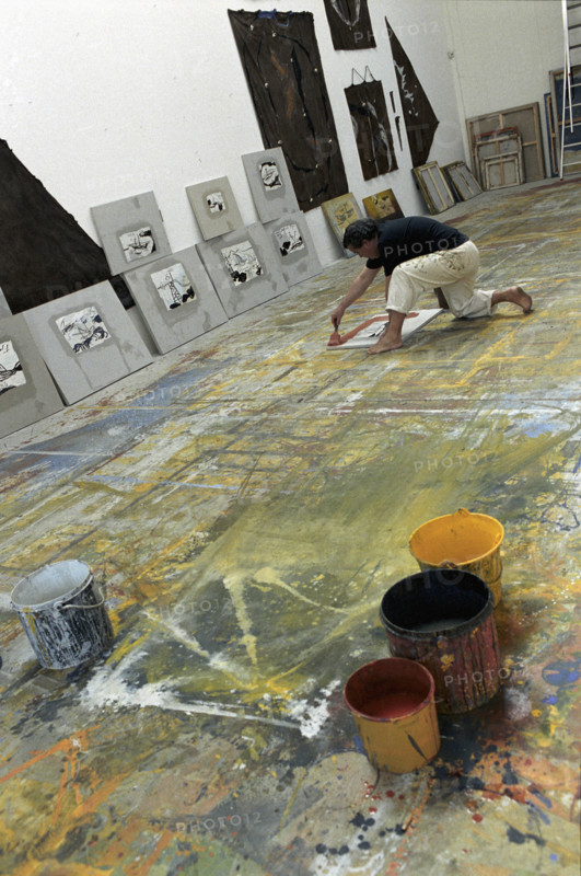 Artist Richard Texier in his studio in July 2002
