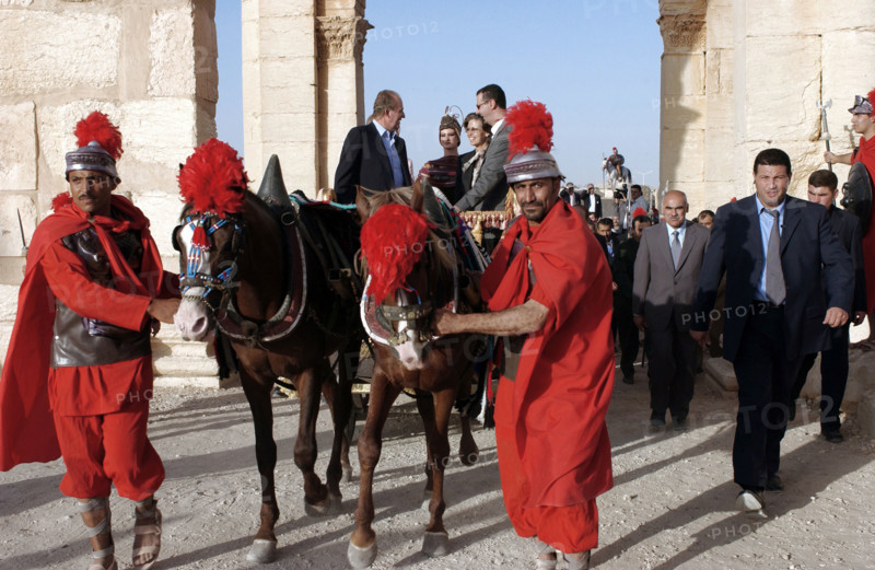 Juan Carlos et la Reine Sophie en visite à Palmyre, octobre 2003
