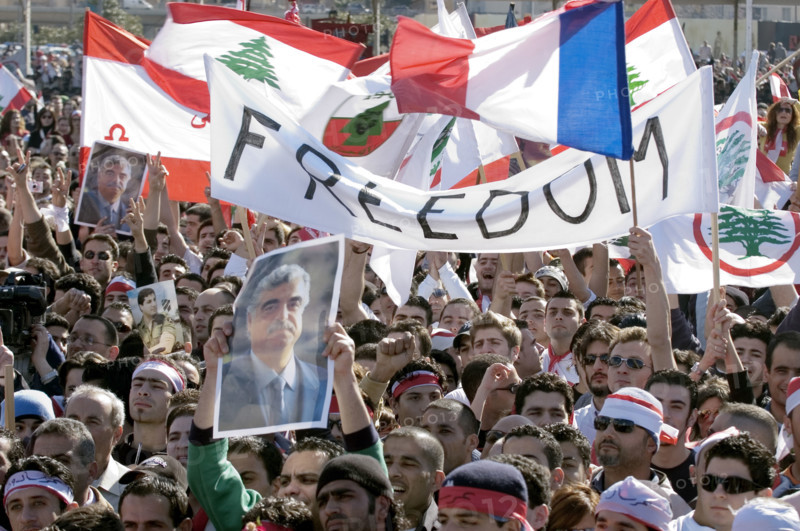 Rassemblements une semaine après l'assassinat de Rafiq Hariri, février 2005