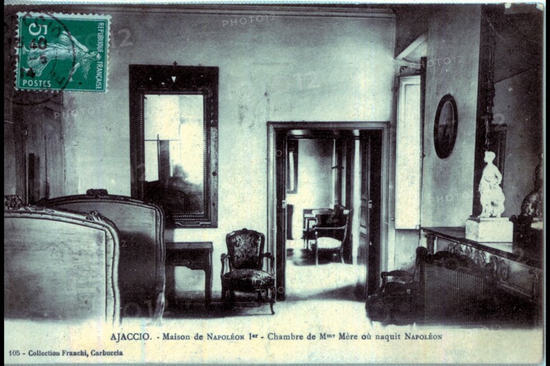 Native home of Napoleon I in Ajaccio. The bedroom of Madame Mère where Napoleon was born.