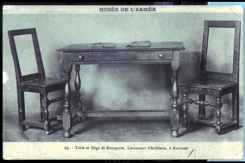 Table and chair belonging to Bonaparte. Auxonne.