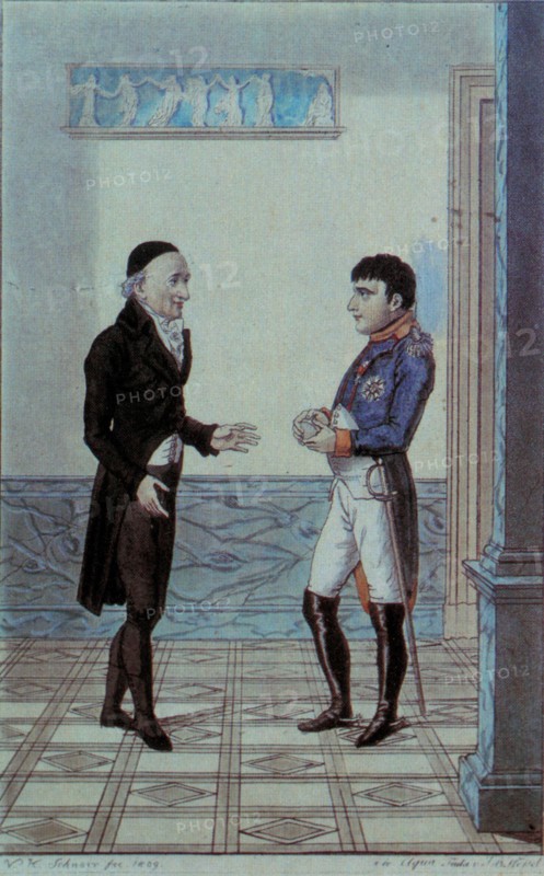 Meeting between Goethe and Napoleon I in Erfurt (Germany).