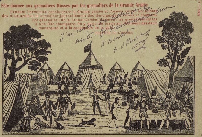 Celebrations thrown by the grenadiers of the Grande Armée for the Russian grenadiers during the armistice.
1807