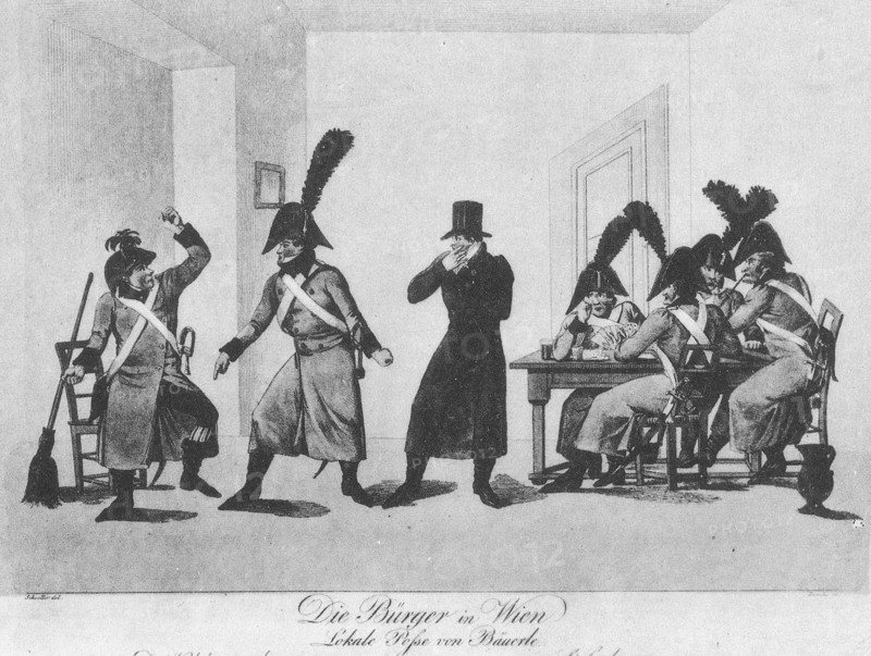 Les citoyens de Vienne.
Dessin satirique.
1809