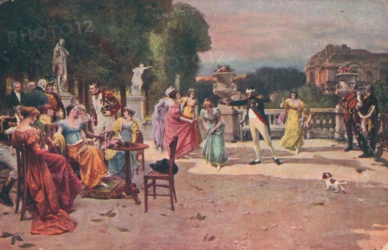 Napoleon I and the Empress: bucolic scene.
Entertainment in a garden.