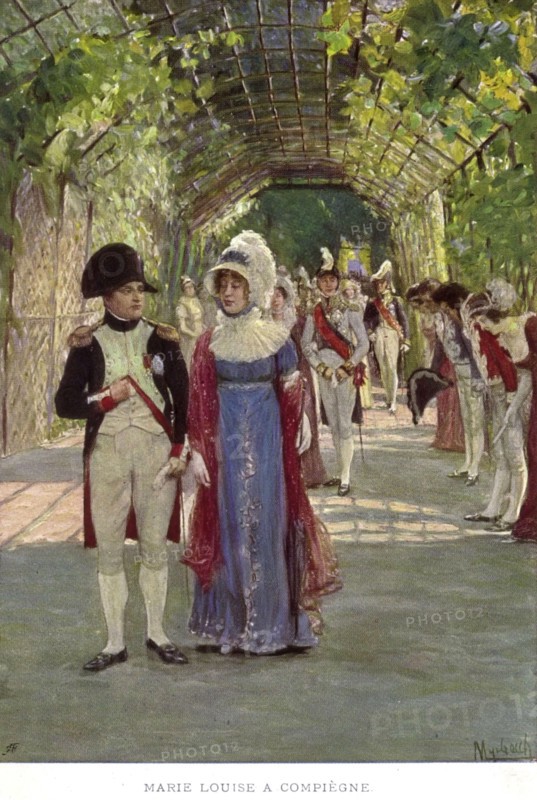 Napoleon I and Empress Marie-Louise taking a walk in Compiègne.