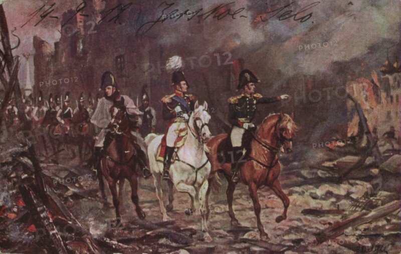 Campagne de Russie : incendie de Moscou.
Départ de la grande armée.
octobre 1812