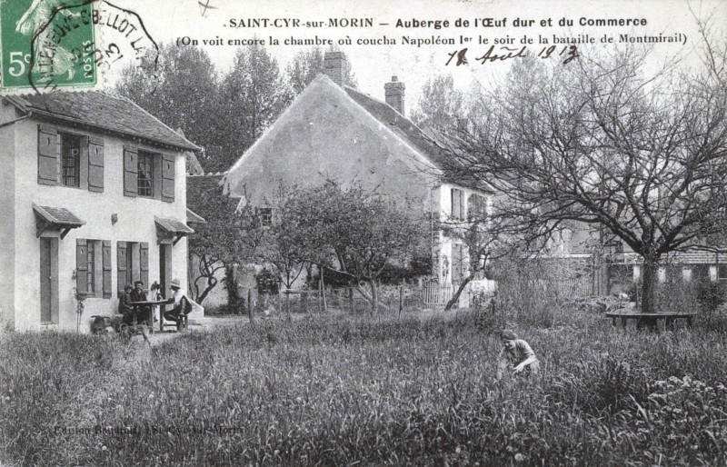 Saint-Cyr-sur-Morin : auberge de l'oeuf dur et du commerce.