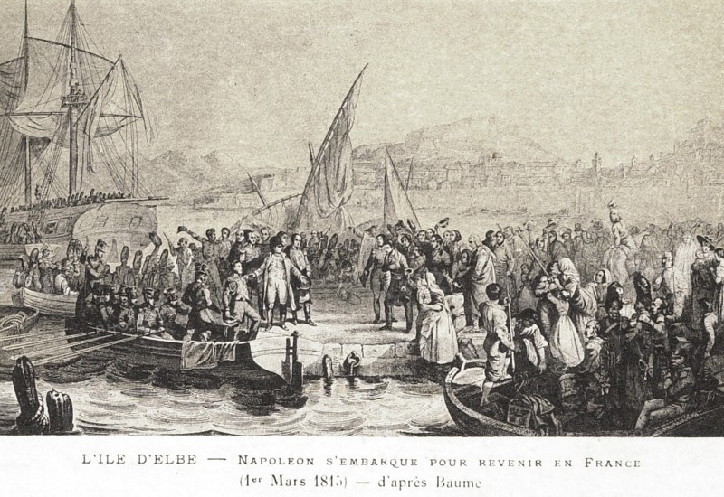 Napoleon I boarding a boat to return to France.