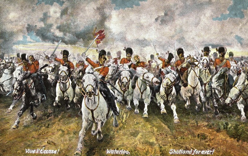 Royal Scot Greys chargeant à la Bataille de Waterloo