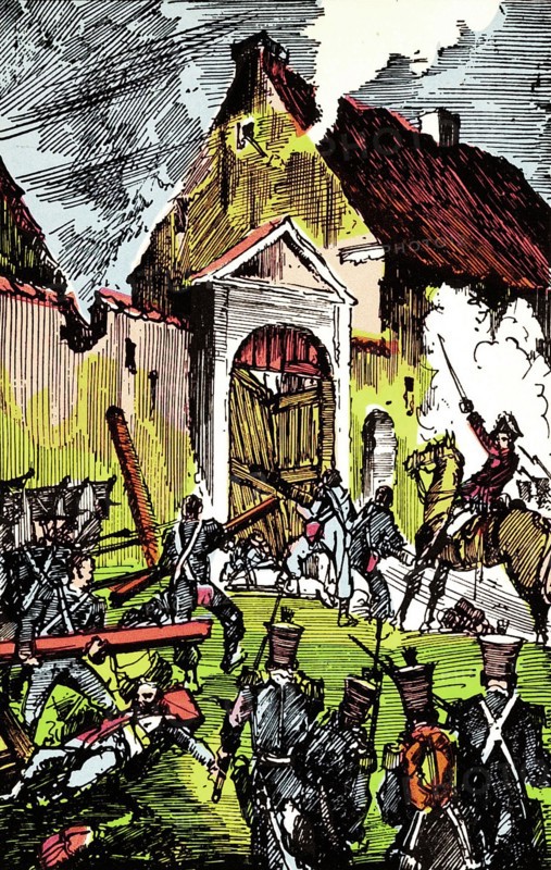 Waterloo : affrontements à la ferme de Haie-Sainte.