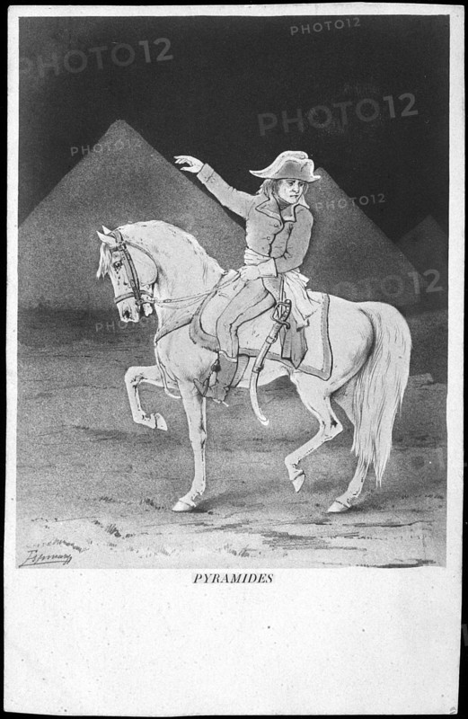 Napoleon I in front of the pyramids.