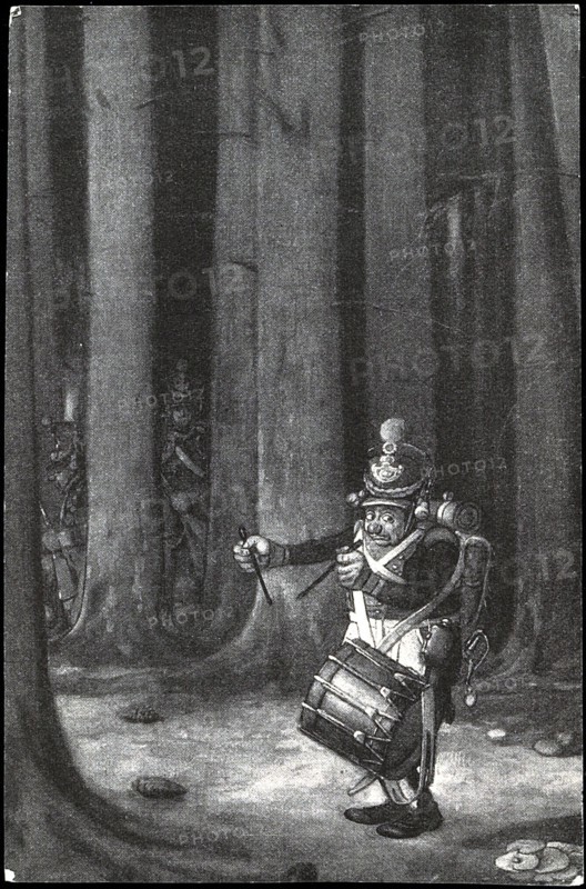 Dessin caricatural : soldat au tambour.
